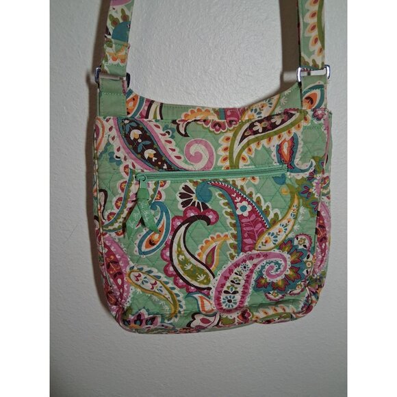 Vera Bradley Quilted Crossbody Purse Bag Messenger Paisley Floral Green - Picture 2 of 8